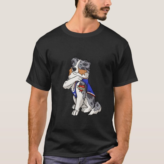 Australian Shepherd Dog Love Dad Puppy Owner T-Shirt (Front)
