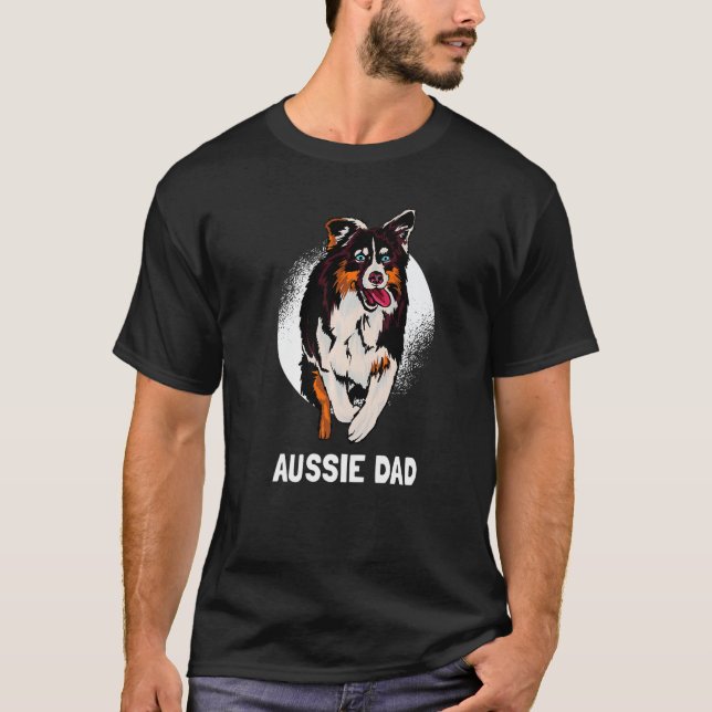 Australian Shepherd Dog Lover Aussie Dad Premium T-Shirt (Front)