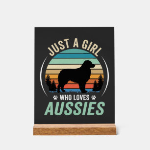 Australian Shepherd Dog Lover Retro Sunset Aussies Acrylic Sign