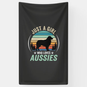 Australian Shepherd Dog Lover Retro Sunset Aussies Banner