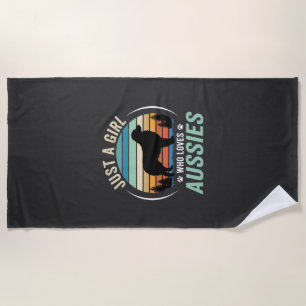 Australian Shepherd Dog Lover Retro Sunset Aussies Beach Towel