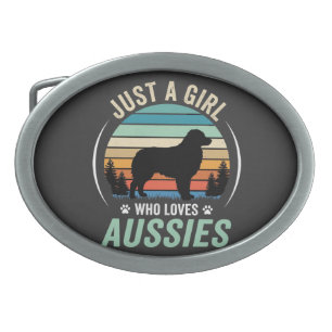Australian Shepherd Dog Lover Retro Sunset Aussies Belt Buckle