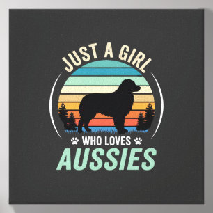 Australian Shepherd Dog Lover Retro Sunset Aussies Canvas Photo Tile