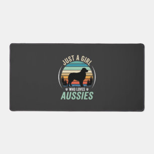 Australian Shepherd Dog Lover Retro Sunset Aussies Desk Mat