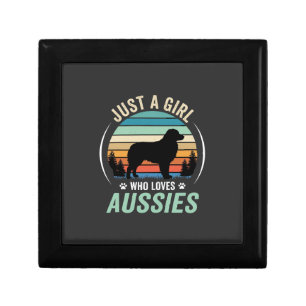 Australian Shepherd Dog Lover Retro Sunset Aussies Gift Box