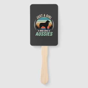 Australian Shepherd Dog Lover Retro Sunset Aussies Hand Fan