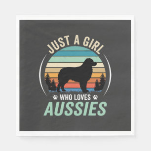 Australian Shepherd Dog Lover Retro Sunset Aussies Napkins