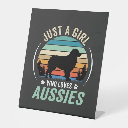 Australian Shepherd Dog Lover Retro Sunset Aussies Pedestal Sign