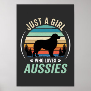 Australian Shepherd Dog Lover Retro Sunset Aussies Poster