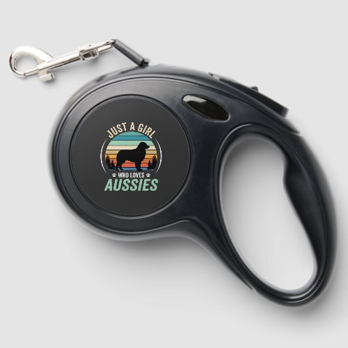 Australian Shepherd Dog Lover Retro Sunset Aussies Retractable Pet Leash