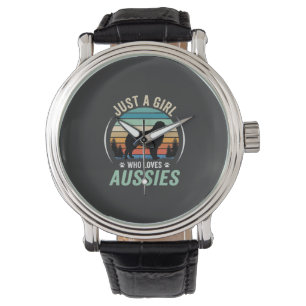 Australian Shepherd Dog Lover Retro Sunset Aussies Watch