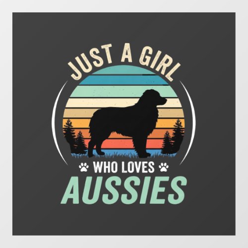 Australian Shepherd Dog Lover Retro Sunset Aussies Window Cling