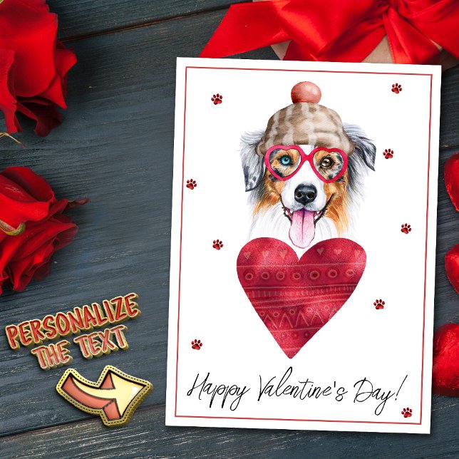 Australian Shepherd Dog Lover Valentine Gift Holiday Card (Creator Uploaded)