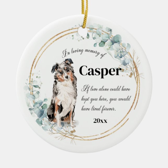 Australian Shepherd Dog Memorial Ceramic Ornament (Front)