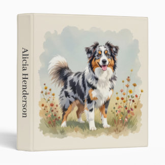 Australian Shepherd Dog Merle Long Tail 3 Ring Binder