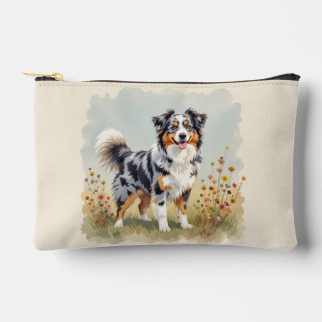 Australian Shepherd Dog Merle Long Tail Accessory Pouch (Front)