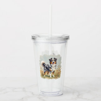 Australian Shepherd Dog Merle Long Tail Acrylic Tumbler