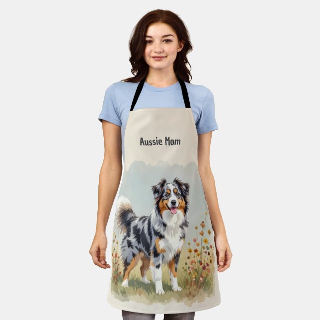 Australian Shepherd Dog Merle Long Tail Apron (Worn)