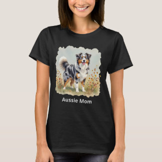 Australian Shepherd Dog Merle Long Tail Aussie Mom T-Shirt