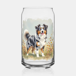Australian Shepherd Dog Merle Long Tail Can Glass