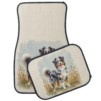 Australian Shepherd Dog Merle Long Tail Car Floor Mat