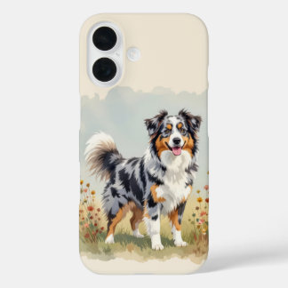 Australian Shepherd Dog Merle Long Tail iPhone 16 Case