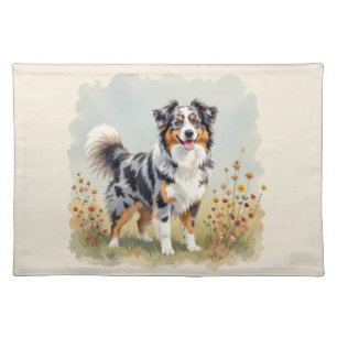 Australian Shepherd Dog Merle Long Tail Cloth Placemat