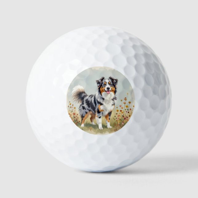 Australian Shepherd Dog Merle Long Tail Golf Balls (Front)