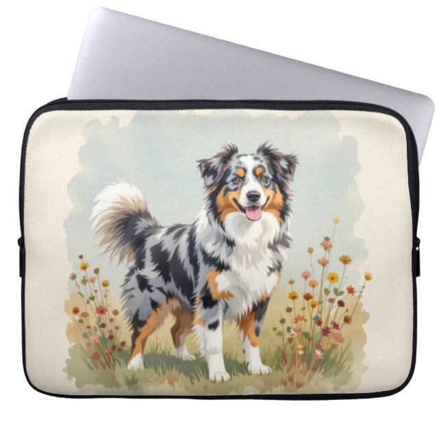 Australian Shepherd Dog Merle Long Tail Laptop Sleeve (Front)