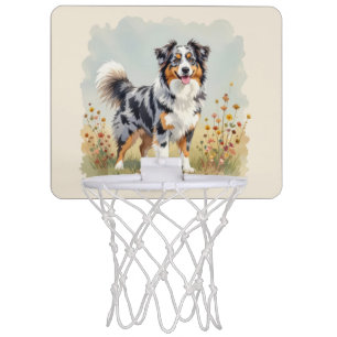Australian Shepherd Dog Merle Long Tail Mini Basketball Hoop