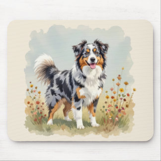 Australian Shepherd Dog Merle Long Tail Mouse Pad