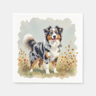 Australian Shepherd Dog Merle Long Tail Napkins