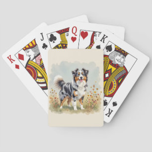 Australian Shepherd Dog Merle Long Tail Poker Cards