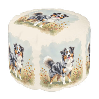 Australian Shepherd Dog Merle Long Tail Pouf