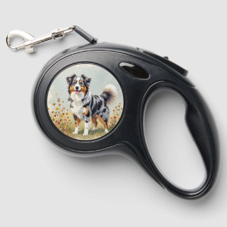 Australian Shepherd Dog Merle Long Tail Retractable Pet Leash