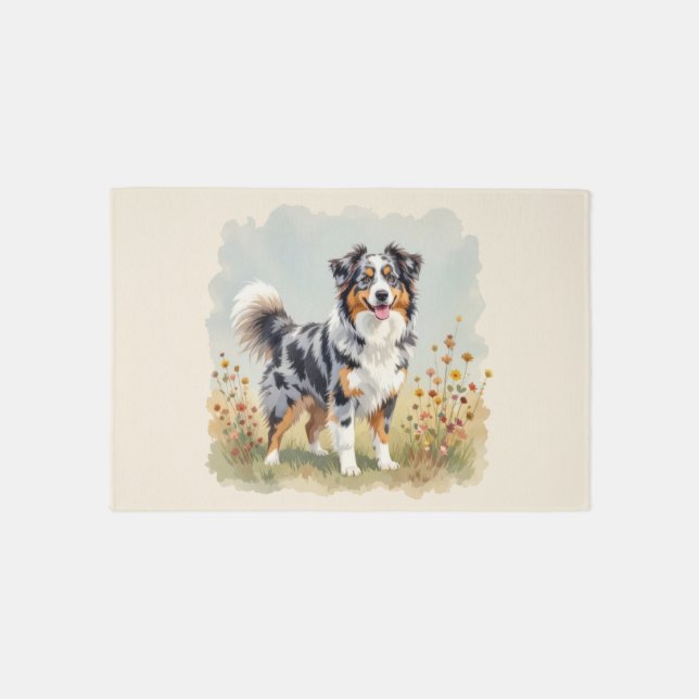 Australian Shepherd Dog Merle Long Tail Rug (Front)