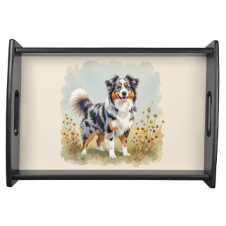 Australian Shepherd Dog Merle Long Tail Serving Tray