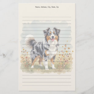 Australian Shepherd Dog Merle Long Tail Stationery