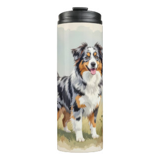 Australian Shepherd Dog Merle Long Tail Thermal Tumbler