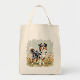 Australian Shepherd Dog Merle Long Tail Tote Bag