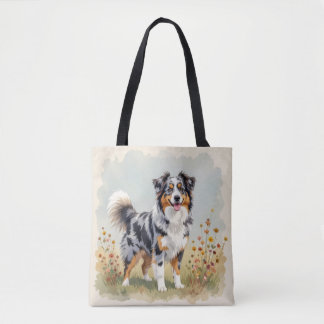 Australian Shepherd Dog Merle Long Tail Tote Bag