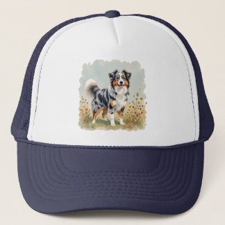 Australian Shepherd Dog Merle Long Tail Trucker Hat