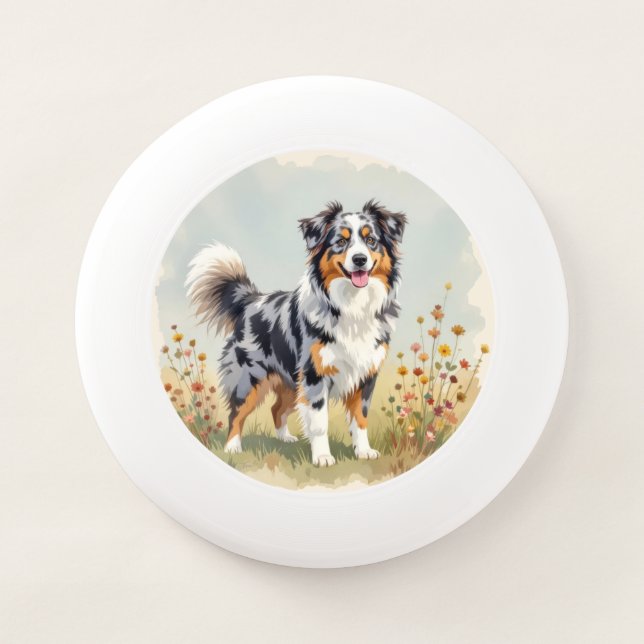 Australian Shepherd Dog Merle Long Tail Wham-O Frisbee (Front)