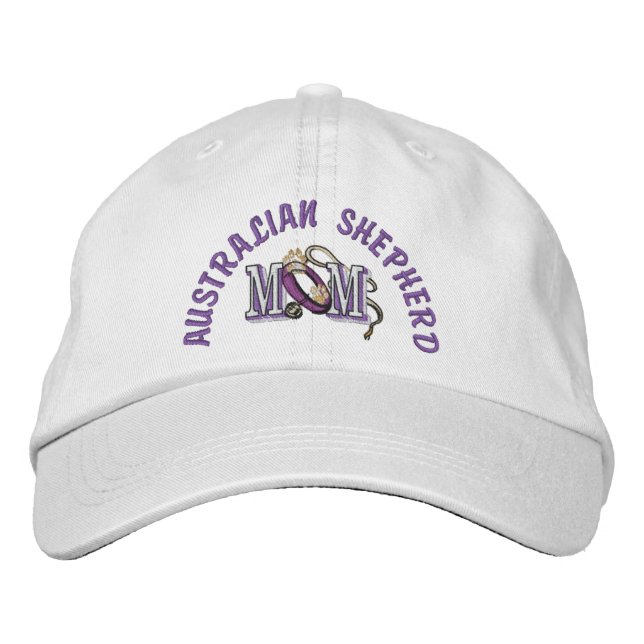 Australian Shepherd Dog MOM Embroidered Baseball Hat (Front)
