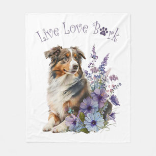 Australian Shepherd Dog Mom Floral Fleece Blanket