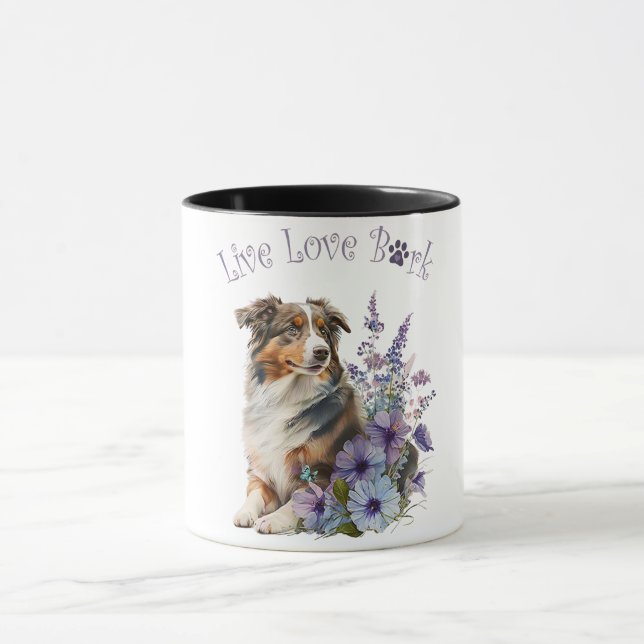 Australian Shepherd Dog Mom Floral Mug (Center)