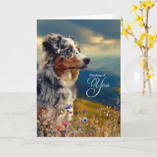 Australian Shepherd Dog Mountains Thinking of You Card
