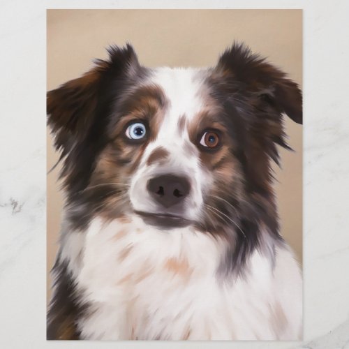 Australian Shepherd Dog Oil Painting Art