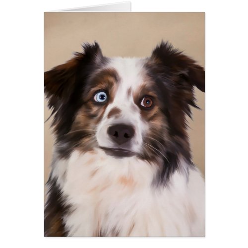 Australian Shepherd Dog Oil Painting Art