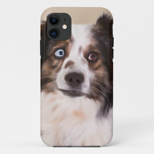 Australian Shepherd Dog Oil Painting Art iPhone 11 Case